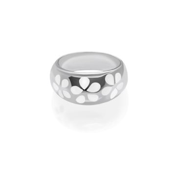 Plumeria Enamel Ring – Silver