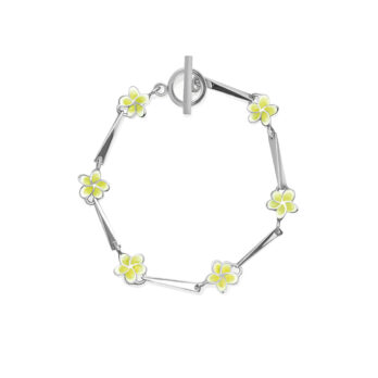 Plumeria Enamel Bracelet – Silver