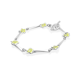 Plumeria Enamel Bracelet – Silver