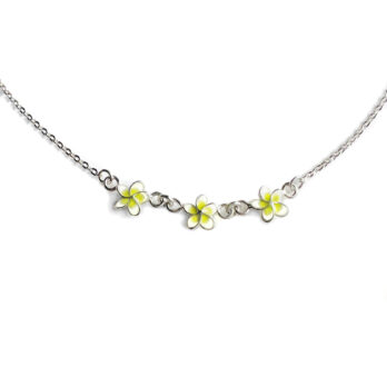 Plumeria Enamel Necklace – Silver