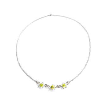 Plumeria Enamel Necklace – Silver